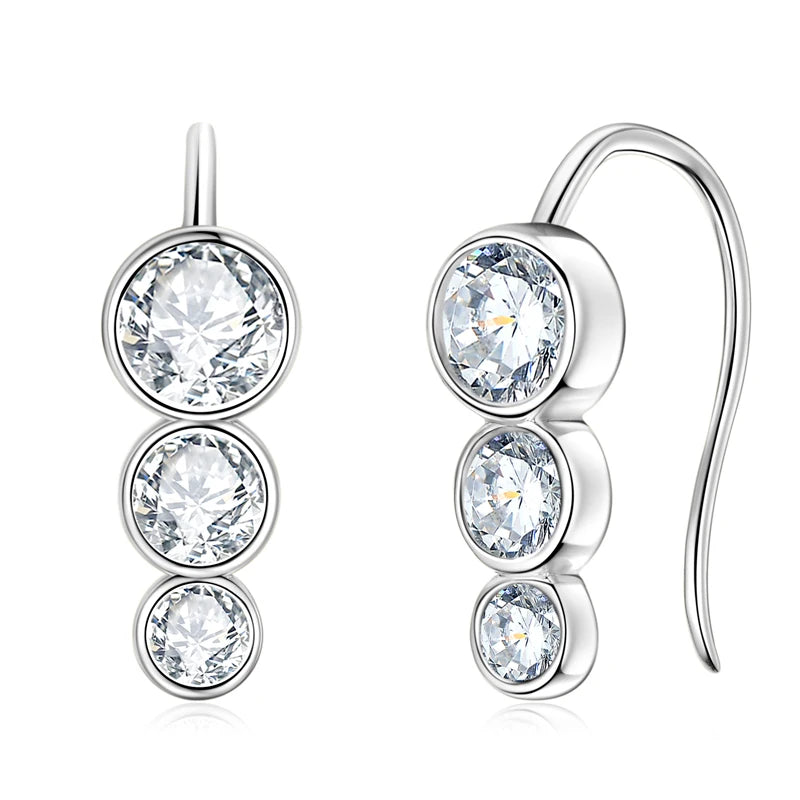 Earrings 925 Sterling Silver 1.8ctw. Round Bezel Moissanite Stud Earrings for Women Piercing Hook 2024 New Trend Jewelry