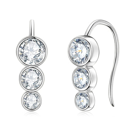 Earrings 925 Sterling Silver 1.8ctw. Round Bezel Moissanite Stud Earrings for Women Piercing Hook 2024 New Trend Jewelry