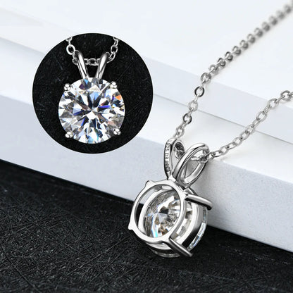 Rose Gold Plated Moissanite Pendant Necklace 6.5mm(1.0ct ) Sparking D Color Diamond Real 925 Silver Jewelry for Women Gift