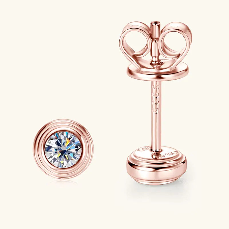 3mm D Color Bezel Moissanite Stud Earrings 925 Sterling Silver Earrings Mini Needle for Couple Women Men Valentine's Gift