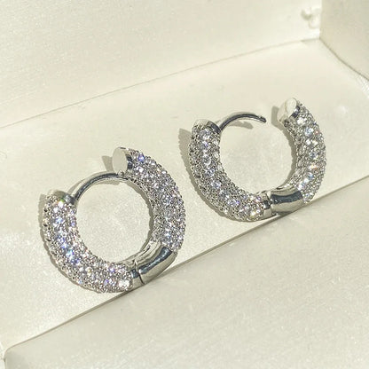 Micro Paved Full Moissanite Hoops Earrings Silver 925 Dazzling Diamond Ear Luxury Jewelry for Women Men Party Wedding Gift