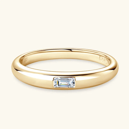 18k Gold Plated 925 Silver Engagement Wedding Ring for Women Moissanite 0.2ct D Color Emerald Cut Rectangle Promise Band Jewelry