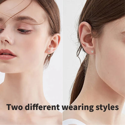 Dual Purpose  Flower D Moissanite Drop Stud Earrings Real 925 Silver Front and Back Piercing Ear Jacket for Women Jewelry Gift