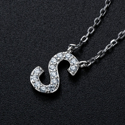 Initial Moissanite 26 Letter Pendant Necklace for Women Men Real Silver 925 Name Pendant Fine Jewelry Valentine's Day Gift