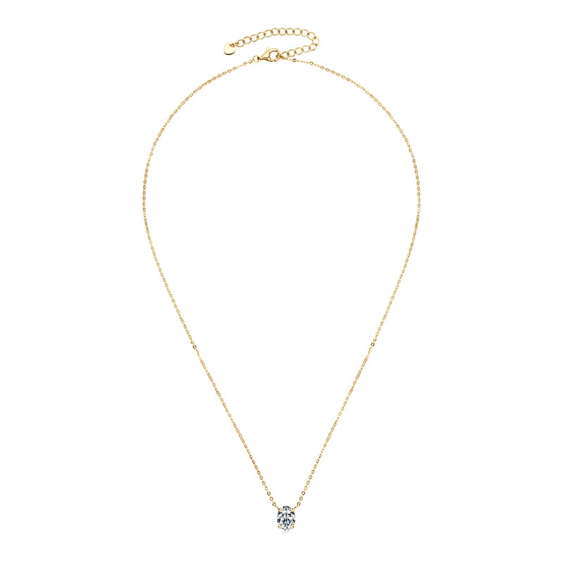 2.0CT Oval Cut D Moissanite Solitaire Pendant Necklace for Women 925 Silver Adjustable Chain GRA Certified Jewelry Gifts