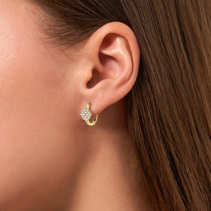Luxury Flower Earrings 925 Silver Full Moissanite Drop Small Hoop Earrings For Women 2024 Trendy Christmas Jewelry Gift