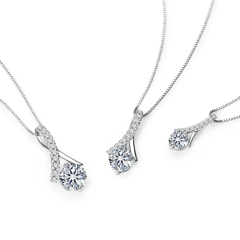 2025 Luxury 1CT 2CT 3CT Round Moissanite Infinity Pendant Necklace for Women Adjustable Chain S925 Silver Valentine's Gift