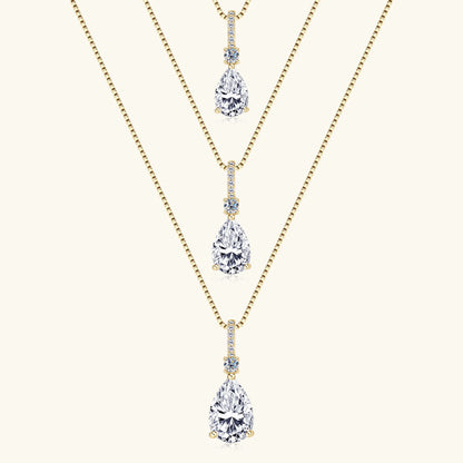 Luxury Necklace 4CT 2CT Pear Cut D VVS1 Waterdrop All Moissanite Pendant for Women 925 Silver Adjustable Chain Fine Jewelry Gift