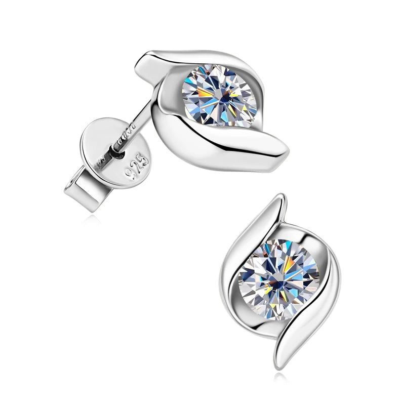 Real 5mm Moissanite Earring 100% 925 Sterling Silver Twist Ear Stud Women's Earrings 2023 Unique New Girls Jewelry Earring