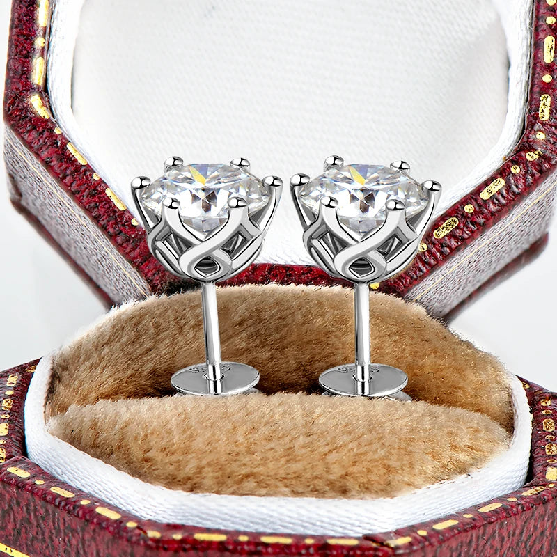3mm-6.5mm 1ct D Color Moissanite Stud Earrings 925 Silver Piercing Ear Push Back Women Men Fine Jewelry & Certificate GRA