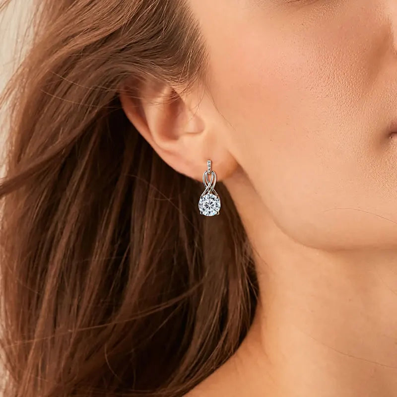Real 925 Silver 4CTTW D VVS1 Moissanite Drop Earrings for Women Infinite Studs Earring GRA Certified Wedding Jewelry Gifts