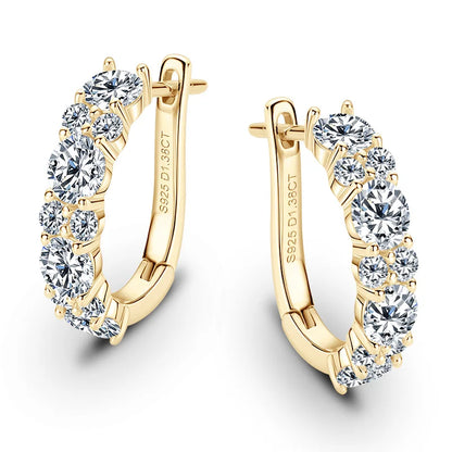 Sparking VVS1 Moissanite Earrings S925 Silver U Shape Hoop Earrings for Women Hot Sale Wedding Jewelry Certified 2.76CTTW.