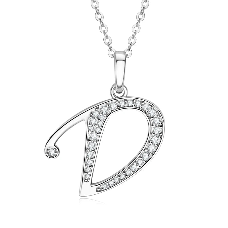 Name Necklace 26 Letter Initial Moissanite Pendant Real Silver 925 for Couples Women Men Valentine's Day Gift Fine Jewelry