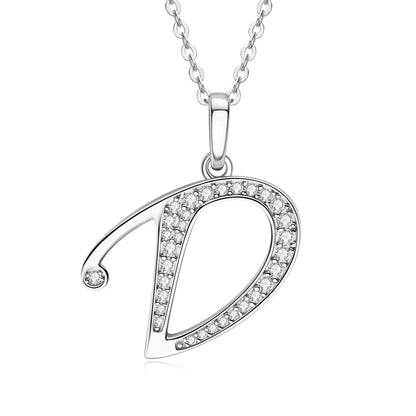 Name Necklace 26 Letter Initial Moissanite Pendant Real Silver 925 for Couples Women Men Valentine's Day Gift Fine Jewelry