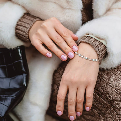 Bezel Artificial Opal Bracelet S925 Silver Chain Moon Star Bracelets for Women Girl 2024 Trendy Gift New Year Christmas