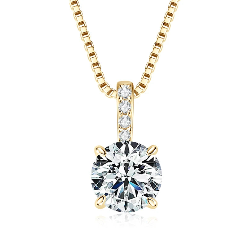 Original 6.5mm 1ct Moissanite Pendant Necklace for Women Silver 925 Sterling Box Chain Jewelry with GRA Certificate 45+5cm