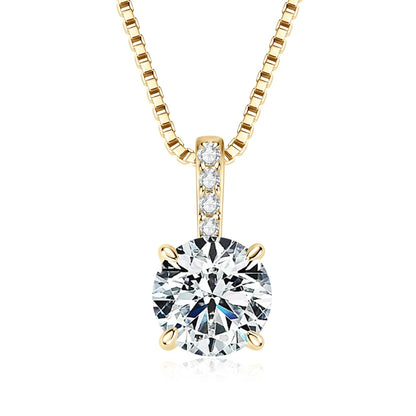 Original 6.5mm 1ct Moissanite Pendant Necklace for Women Silver 925 Sterling Box Chain Jewelry with GRA Certificate 45+5cm