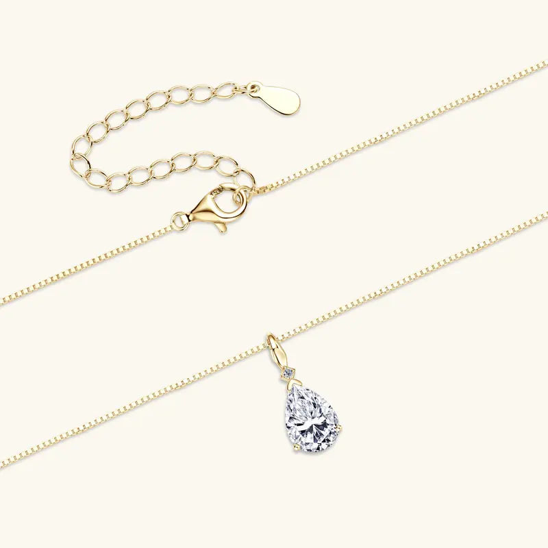 4CT 2CT 1.5CT Pear Cut D Waterdrop Moissanite Pendant Necklace for Women 925 Silver Adjustable Chain Luxury Jewelry Gift
