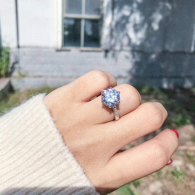 Luxury 3.5 Carat Engagement Solitaire Ring Women Genuine 925 Sterling Silver NSCD Big Diamond Jewelry Wedding Finger Rings