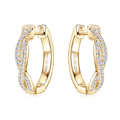 Infinity Eternity Earrings 925 Sterling Silver 1mm Moissanite Twisted Hoop Earrings for Women 2024 Jewelry New Trendy Gift