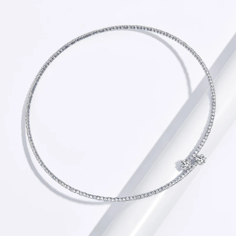 D1.60CT Heart Cut Moissanite Collar Open Tennis Necklace 925 Sterling Silver Choker for Women Fine Jewelry GRA Certificate