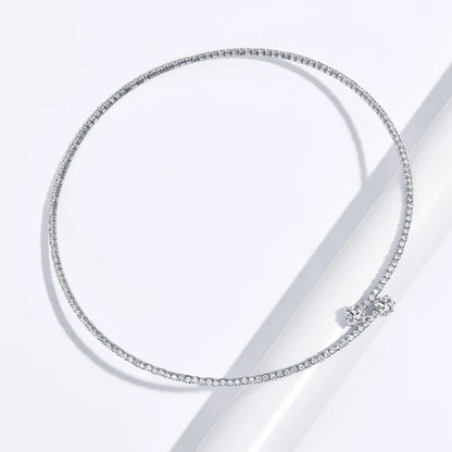 D1.60CT Heart Cut Moissanite Collar Open Tennis Necklace 925 Sterling Silver Choker for Women Fine Jewelry GRA Certificate