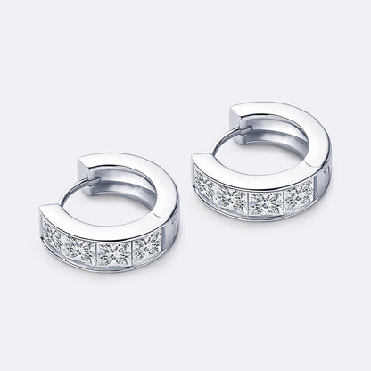 3.20CTTW Princess Cut Moissanite Hoop Earrings 100% 925 Silver for Women Jewelry Small Hoops Huggie Inner Diameter 11mm