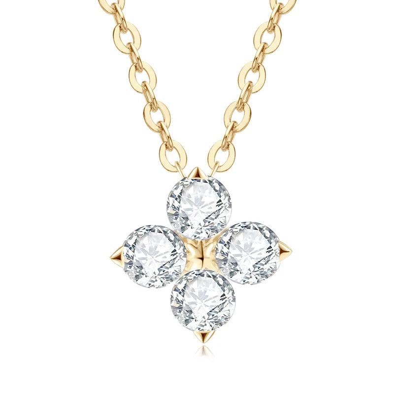 Lucky Clover Necklace Four Leaf Certified D0.40CT Moissanite Pendant Solid 925 Sterling Silver Women's Charm Jewelry Gift