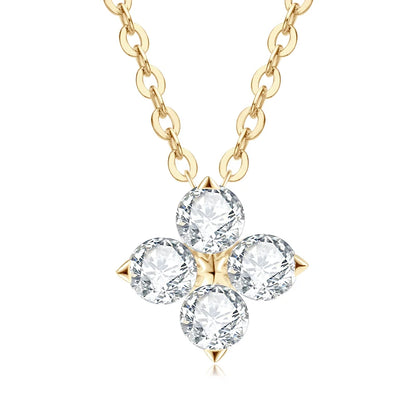Lucky Clover Necklace Four Leaf Certified D0.40CT Moissanite Pendant Solid 925 Sterling Silver Women's Charm Jewelry Gift