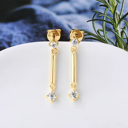 Long Dangle Earrings with Moissanite Drop Piercing Ear Studs Real D Color 925 Silver for Women Jewelry Certificate Gifts