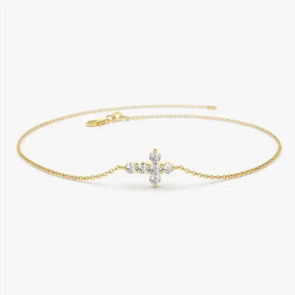925 Sterling Silver Cross Bracelet Certified 2.5mm D Color Moissanite Bracelet for Women Men Jewelry Adjustable Chain Gift