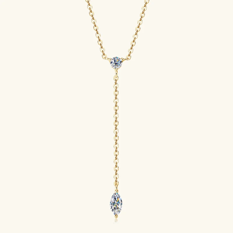 3mm D Color Moissanite Y Shape Long Pendant Necklace for Women Adjustable Chain 100% 925 Silver Jewelry Trendy 2025 Gifts