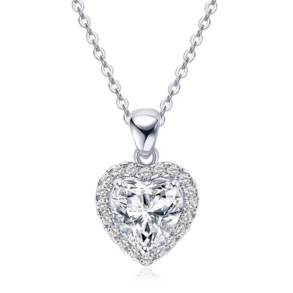 Real 2CT Heart Shape Moissanite Pendant Necklace 925 Silver for Women Jewelry GRA Certified Wedding Birthday Valentine Day Gift