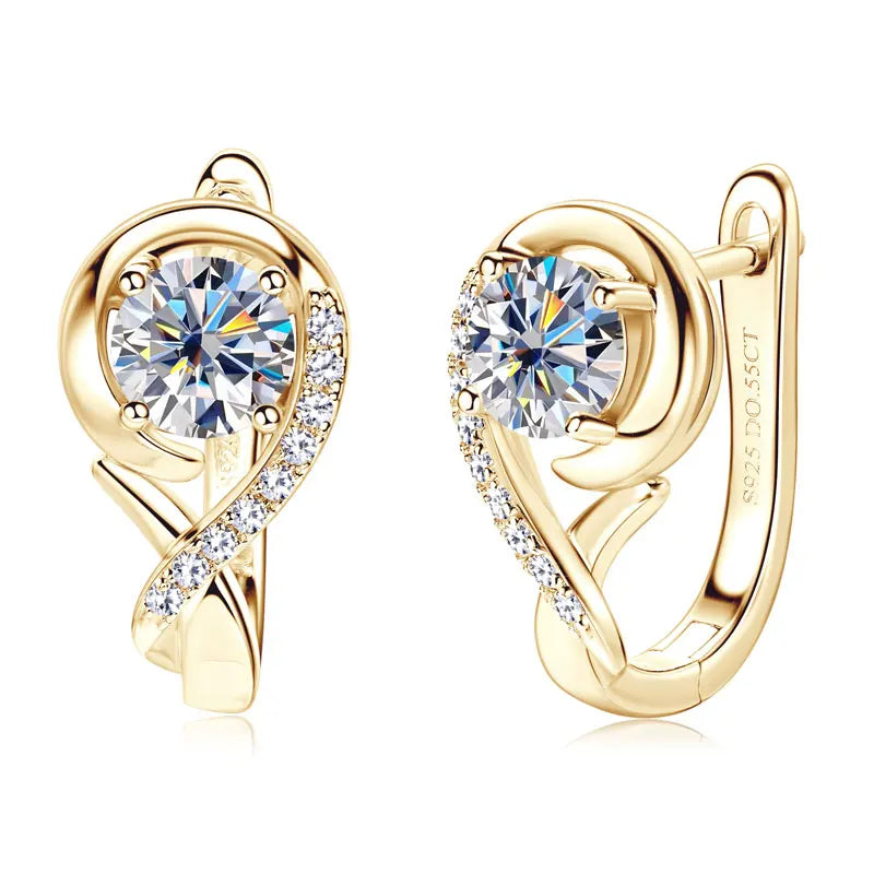 5mm 0.5ct D Moissanite Infinity Hoop Huggie Earrings for Women 925 Silver 18K Gold Plated Earrings Wedding Daily Jewelry