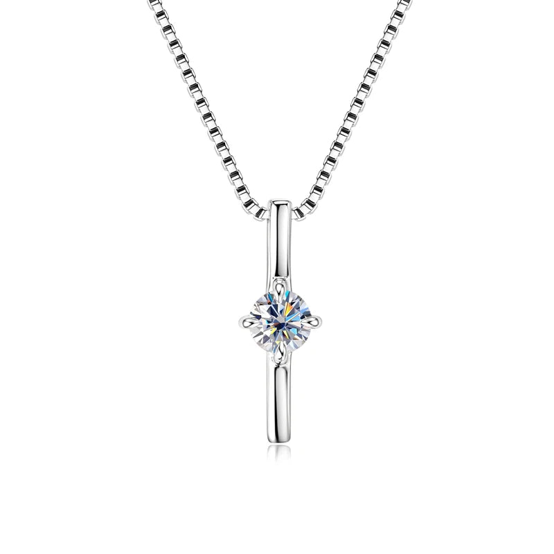 4mm 0.30ct D Moissanite Dash Pendant Necklace for Women 925 Silver Adjustable Chain Fashion Simple Jewelry 2025 New Gift