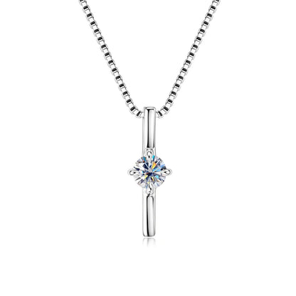 4mm 0.30ct D Moissanite Dash Pendant Necklace for Women 925 Silver Adjustable Chain Fashion Simple Jewelry 2025 New Gift