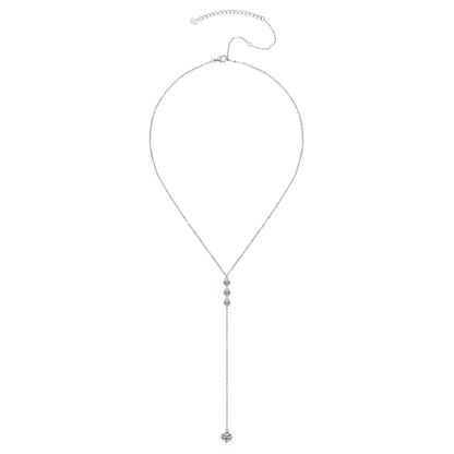 D1.30CT D Color Moissanite Y Shape Pendant Necklaces For Women 925 Silver Fashion Long Chain Pendant 6.5mm&3mm Lab Diamond