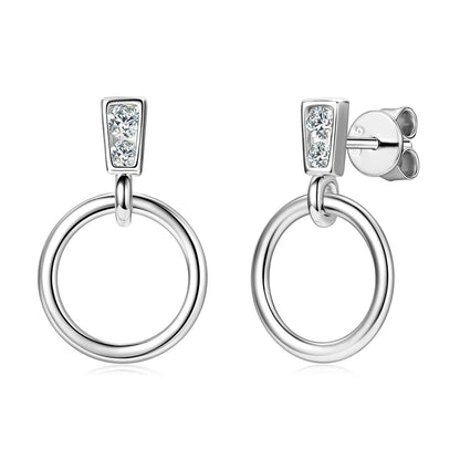 925 Sterling Silver Circle Dangle Drop Earrings for Women Moissanite Stud Earrings Minimalist Wedding Party Jewelry 2024