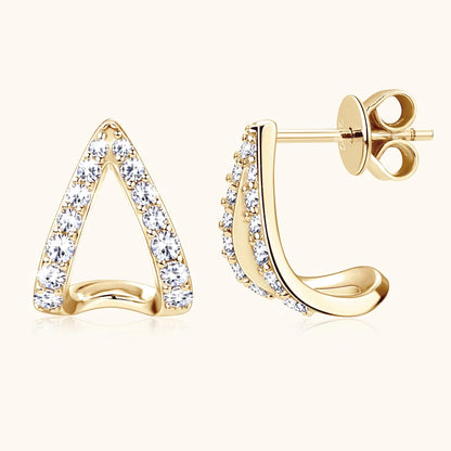 Mini Needles Stud Earrings 925 Sterling Silver for Women with D Color Moissanite Lovely Piercing Jewelry with Certificate