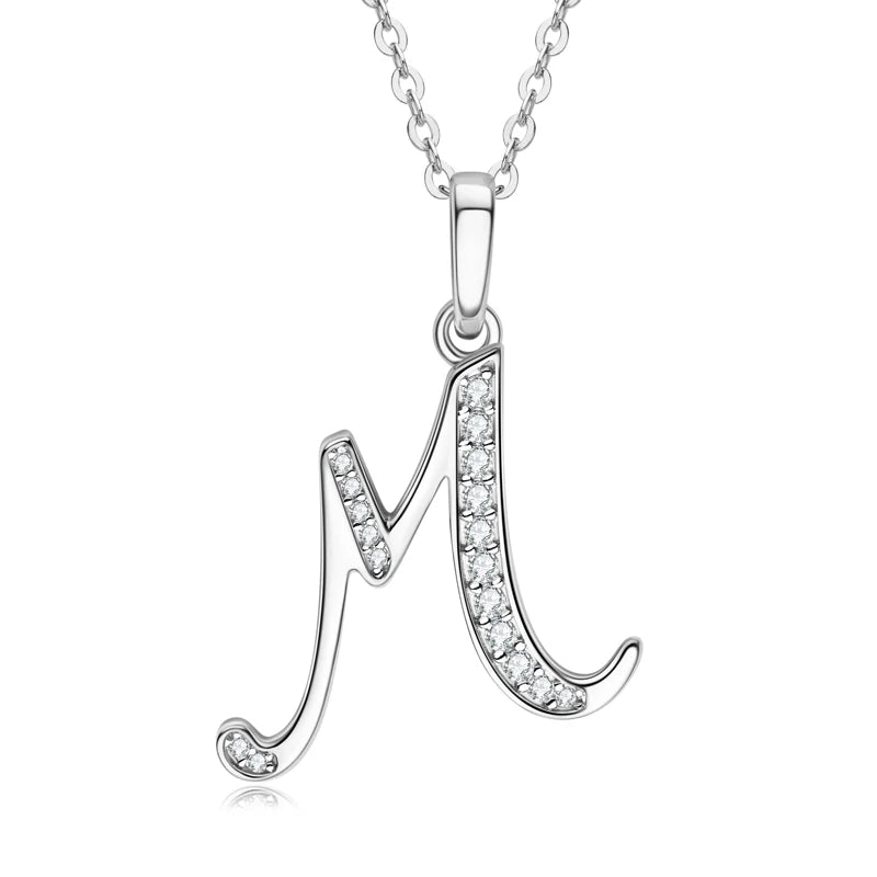 Name Necklace 26 Letter Initial Moissanite Pendant Real Silver 925 for Couples Women Men Valentine's Day Gift Fine Jewelry