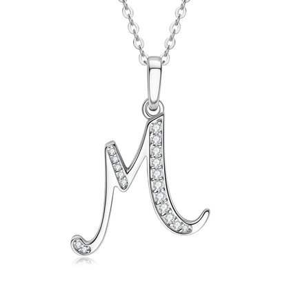Name Necklace 26 Letter Initial Moissanite Pendant Real Silver 925 for Couples Women Men Valentine's Day Gift Fine Jewelry
