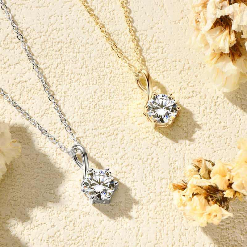 100% 925 Silver 1 Carat Moissanite Drop Pendant Infinity Necklace Certified Jewelry Gift for Women Birthday Anniversary