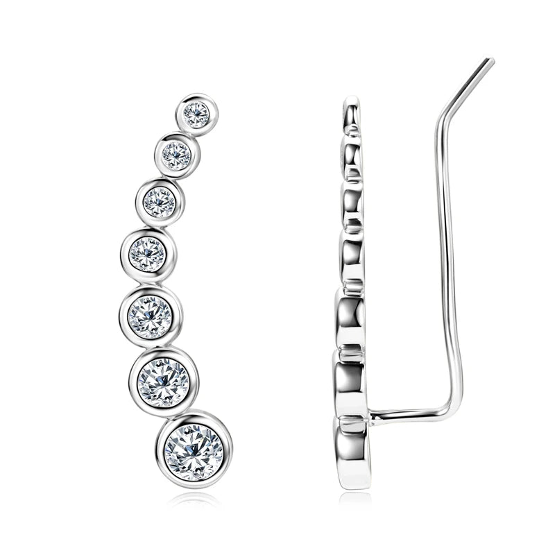 1.52CTTW. Full Bezel Moissanite Earrings Climber Crawler 100% Real 925 Silver for Women with Certificate GRA Jewelry Gifts