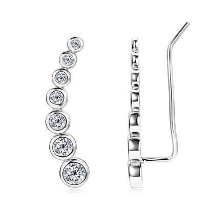 1.52CTTW. Full Bezel Moissanite Earrings Climber Crawler 100% Real 925 Silver for Women with Certificate GRA Jewelry Gifts