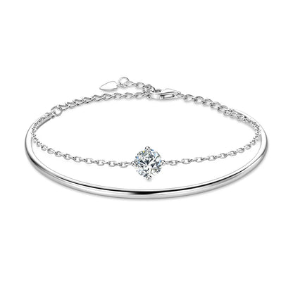 Double Layers 6.5mm D Color Moissanite Bracelet Bangle Cuff for Women 925 Silver Chain Bilayer Bracelets 2024 Jewelry Gift