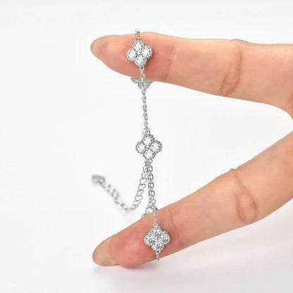 2025 New 925 Silver Flower Clover Bracelet Moissanite 3mm for Women 18k Gold Plated Fine Jewelry GRA Certified Lab Diamond