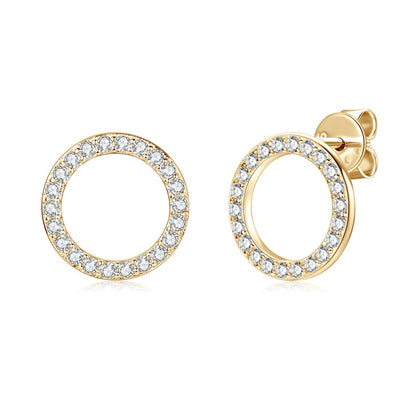 Minimalist 925 Sterling Silver Halo Circle Earrings 1.3mm Round Moissanite Earrings Studs for Women Fine Jewelry 2024 New Trend