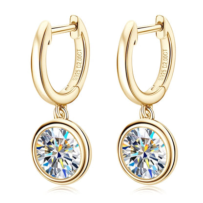 2023 Trend Women's Gold Hoop Earrings Genuine 925 Silver 1CT 2CT Moissanite Drop Earring Wedding Jewelry With Certificate