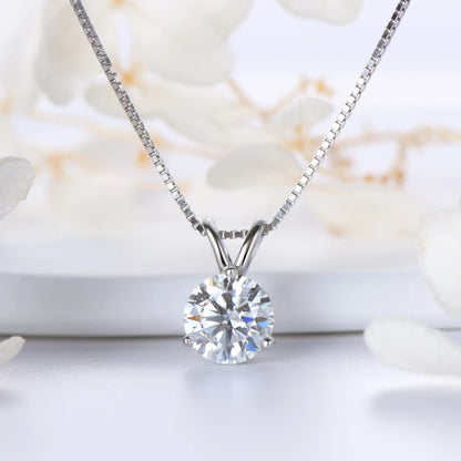 2025 Sparking 1ct 2ct 3ct D Moissanite Pendant Necklace for Women Adjustable 925 Silver Chain Fine Jewelry Valentine's Day Gift