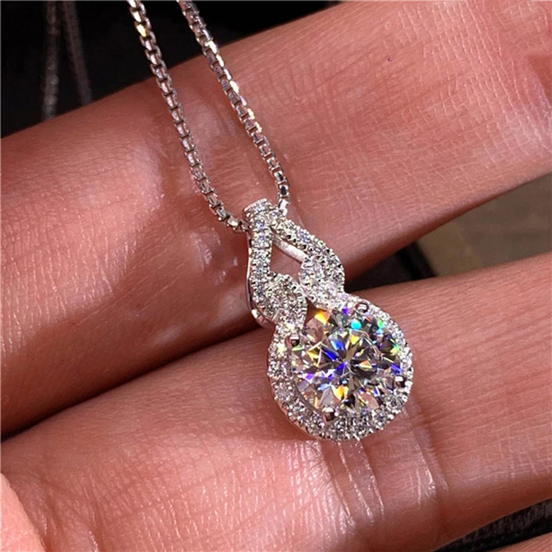 2025 Trendy Gourd Shaped Pendant Necklace Moissanite 3CT 2CT 1CT for Women 925 Silver Adjustable Chain D Color Lab Diamond Jewel